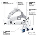 Dental Binocular Loupes Glasses Head Band Magnifier with LED Light 3.5X-420