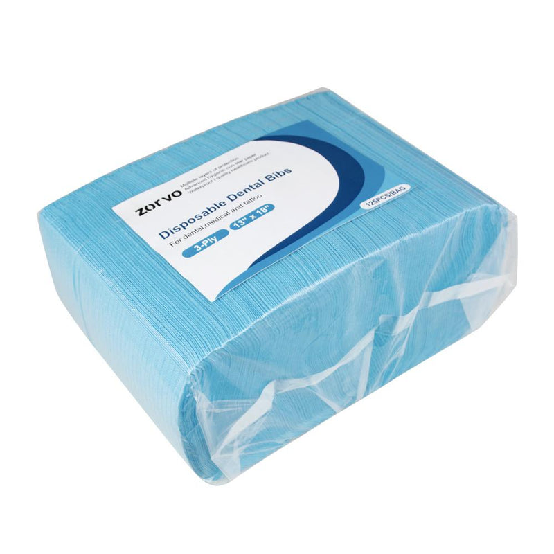 125-Pcs Waterproof Disposable Cushion Patient Bibs | 3-Ply Medical Paper for Dentist | 13" x 18" | Ideal for Dental Clinics & Hospitals | Hygienic & Convenient Solution