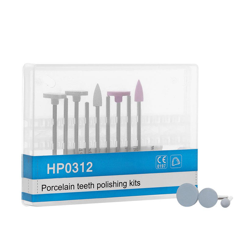 12 Silicone Polishers Dental Porcelain Restoration Set Teeth Polishing Kits HP0312 for Low Speed Handpiece