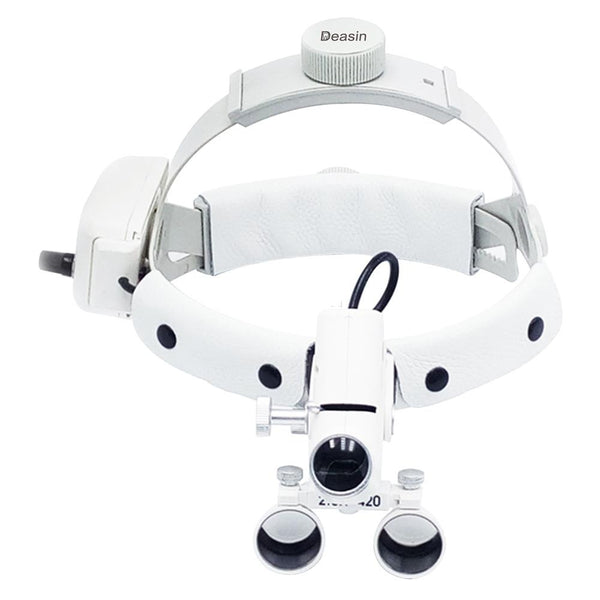 2.5 x Dental Loupes with Head Light Lamp Head wear surgical loupes with high intensity Headlight AC/DC With Loupes