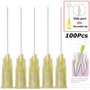 100pcs/bag Dental Endo Irrigation Needle Tip 25G/27G/30G End-Closed Side Port Hole Endo Syringe Root Canal Washing Needle Tip