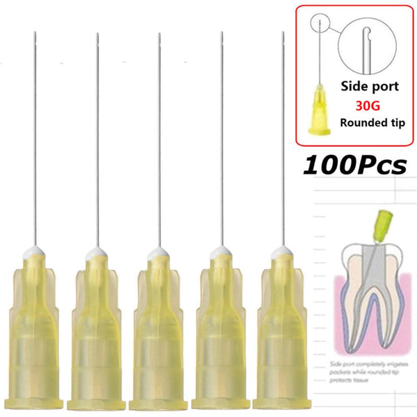 100pcs/bag Dental Endo Irrigation Needle Tip 25G/27G/30G End-Closed Side Port Hole Endo Syringe Root Canal Washing Needle Tip