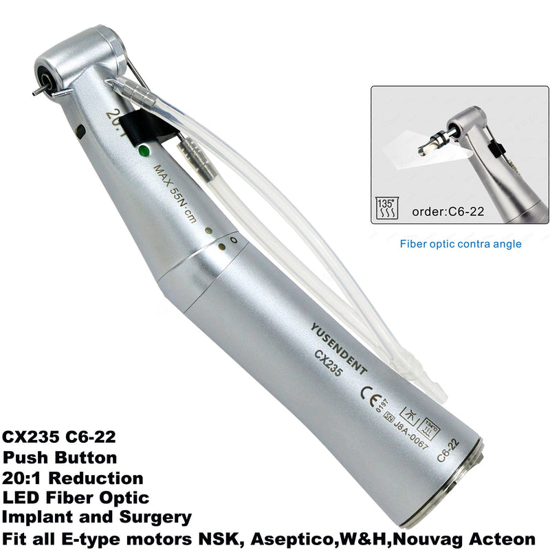 Dental 20:1 Implant Fiber Optic LED Contra Angle Low Speed Handpiece C6-19