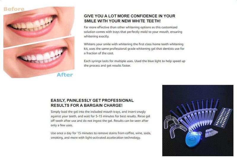 Teeth Whitening Dental Bleaching System Oral Gel Kit Tooth Whitener