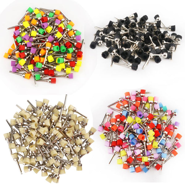 50Pcs/Lot Dental Lab Materials Colorful Nylon Latch Small Flat Polishing Polisher Prophy Brushes Dentist Product Wholesale Tool