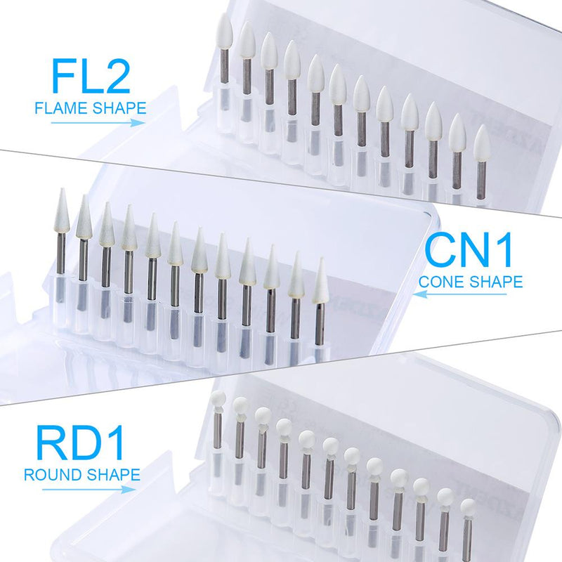 3 Boxes Dental White Stone Polishing FG Burs FL2 CN1 RD1 Fit High Speed Handpiece 1.6mm R.P.M:7,000-10,00