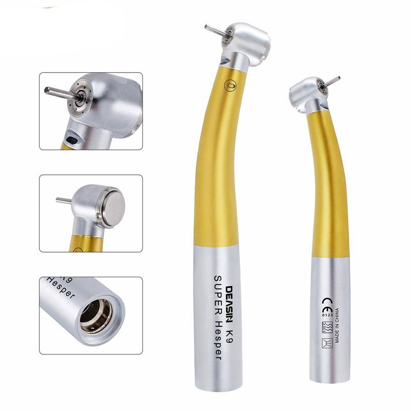 Golden Dental Fiber optic High Speed Ceramic Bearing Handpiece Air Turbine Torque head Push Button Head for K coupler