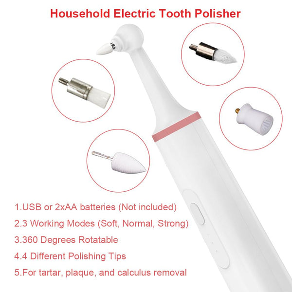 3 Adjustable Modes Rechargeable Household Electric Tooth Polisher Teeth Whitening Dental Calculus Stain Plaque Remover Teeth Cleaning Sets