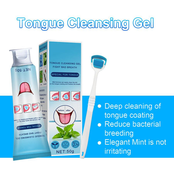 Tongue Brush Tongue Coating Cleaning Gel Set Oral Odor Cleaner Tongue Cleaning Gel