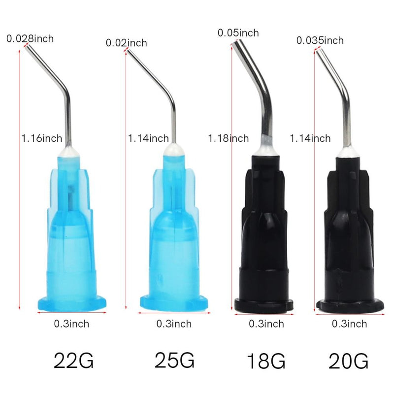 100Pcs Disposable Dental Irrigator Bent Needle Tips 18/20/22/25G Dentistry Flow Sealant Etchant Resin Acid Reagent Syringe Tip