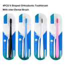 Oral Care Toothbrush Orthodontic With Inter-Dental Brush V-Shaped Toothbrushes