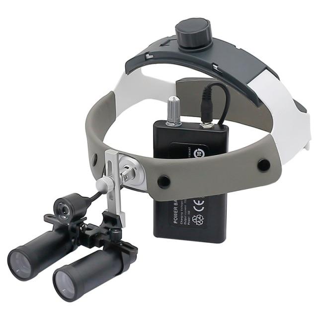 4X/5X/6X Binocular Magnifier with Headlight Helmet Dental Loupes