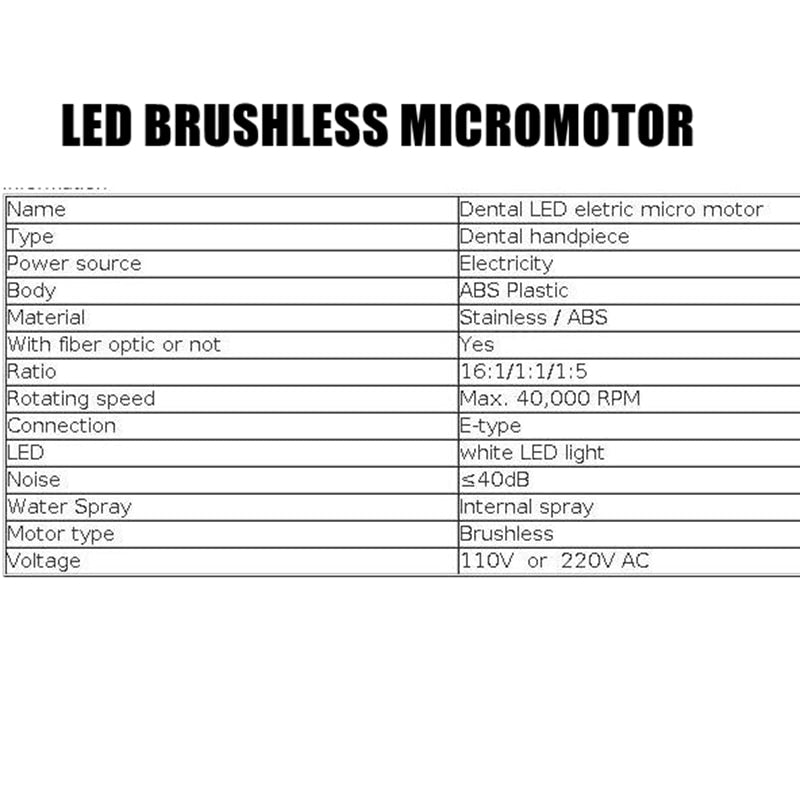 Dental Clinical Brushless LED Micromotor Fiber Optical Electric Motor